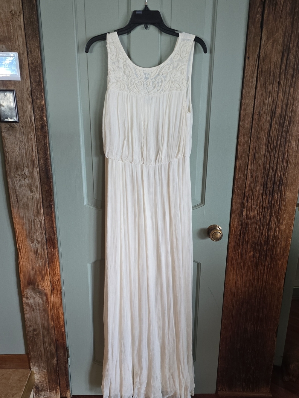 BHLDN Cream Lace Yoke Maxi Dress